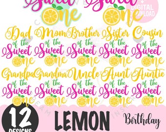 Bundle of 12 ~ Sweet One Lemon Birthday svg | Lemon Birthday One svg | 1st Birthday | Baby 1st Birthday | Instant Download