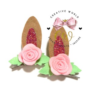 New Flower Bunny Ear Hair Bow Digital Template | Hair Bow Template | Hair Bow SVG | PDF | DXF | CWC133