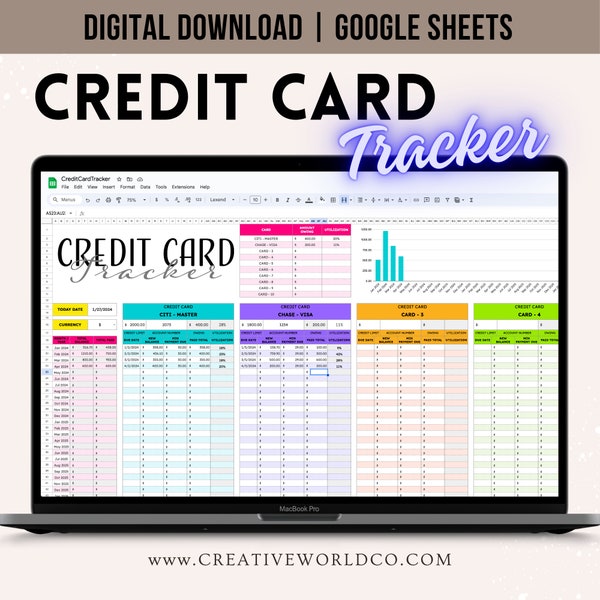 Credit Card Tracker | Personal Finance Organizer | Credit Card Tracker | Record up to 10 Credit Card | Instant Download