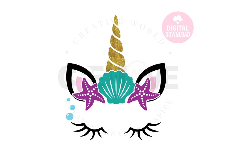 Download Mermaid Unicorn SVG Unicorn SVG Shell Unicorn svg | Etsy