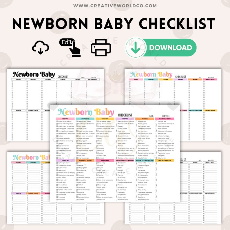 Infant Checklist Newborn Baby Essentials Checklist Spreadsheet | Everything You Need for ...