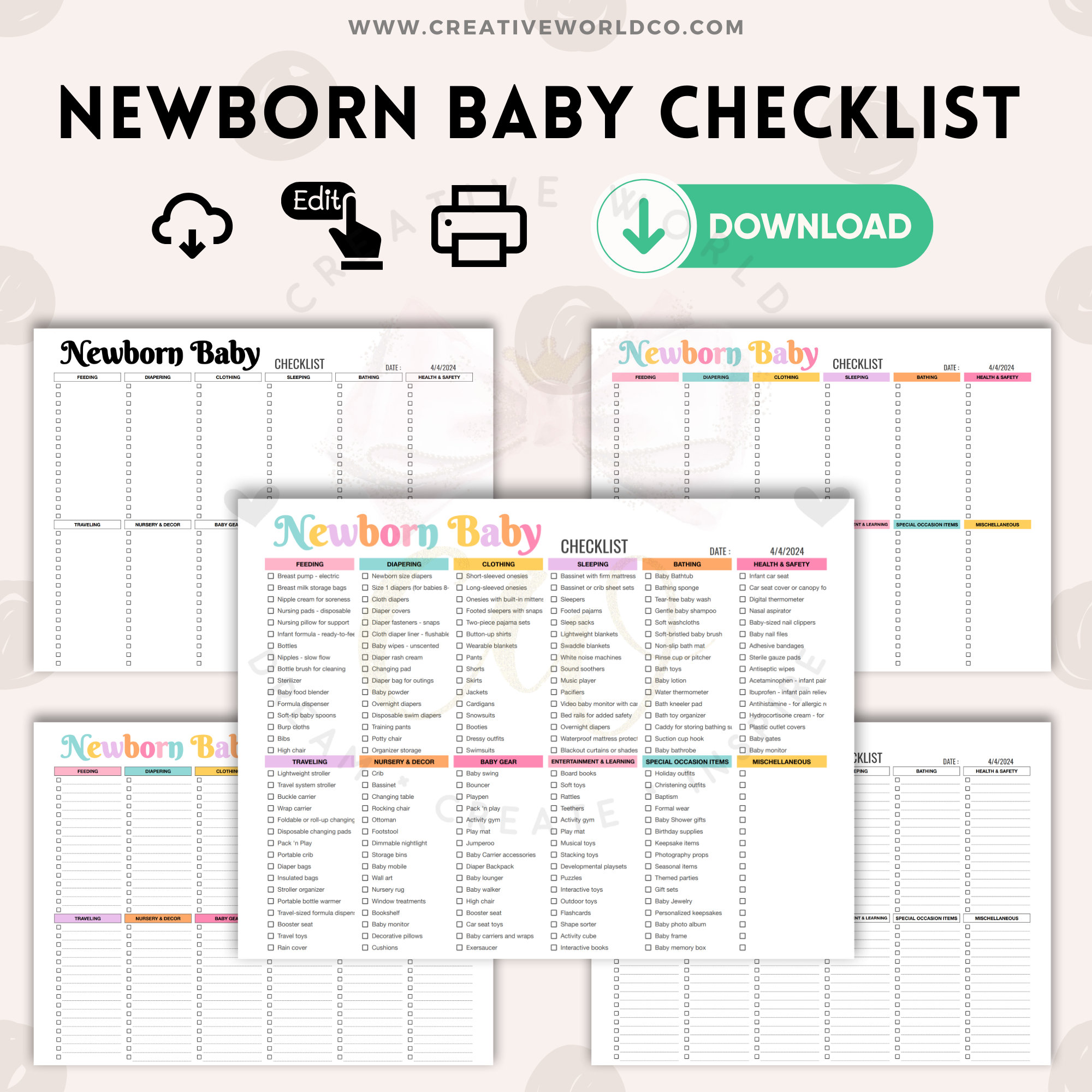 Queen Baby Checklist.pdf Newborn Baby Essentials Checklist Spreadsheet | Everything You Need for ...