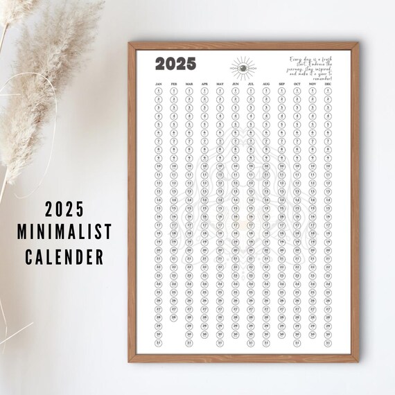 Simpler Kalender 2025 als A4 Vorlage ausdrucken