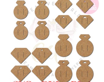 16 Templates ~ Diamond and Ring Hair Bow Display Template | Hair Bow Display Card SVG | Hair Bow Display Card | BDC029