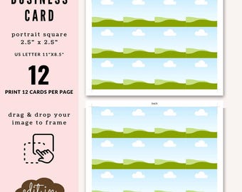 Printable Business Card Template | Editable Canva Design | 2.5" x 2.5" | Digital Download | Landscape | TP007