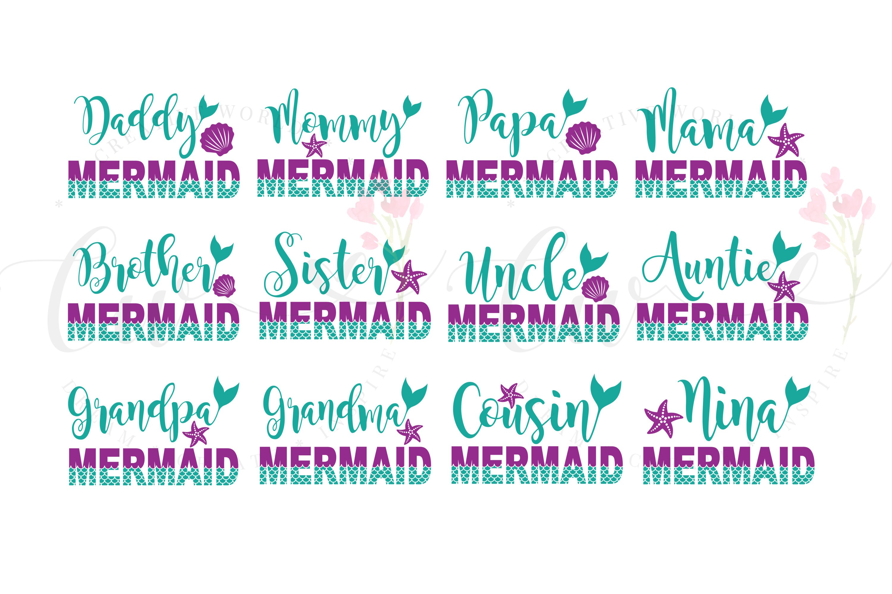 Download Big Bundle 13 Family Mermaid Birthday Svg Bundle Mermaid Etsy PSD Mockup Templates