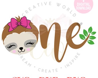 Sloth One Birthday Girl svg | Sloth One svg | Sloth One | 1st Birthday | Cute Sloth svg | Sloth 1st Birthday svg | Instant Download