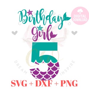 My 5th Birthday Mermaid SVG | Mermaid SVG | Mermaid Birthday SVG | Mermaid | Birthday svg | Instant Download
