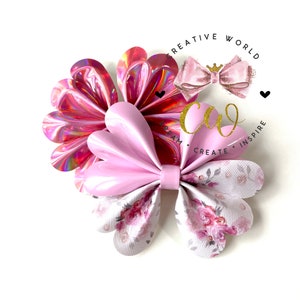 New Lovely Classic Pinch Hair Bow Digital Template svg | 2 Designs Hair Bow Template | Hair Bow SVG | PDF | DXF | Instant Download | CWC179