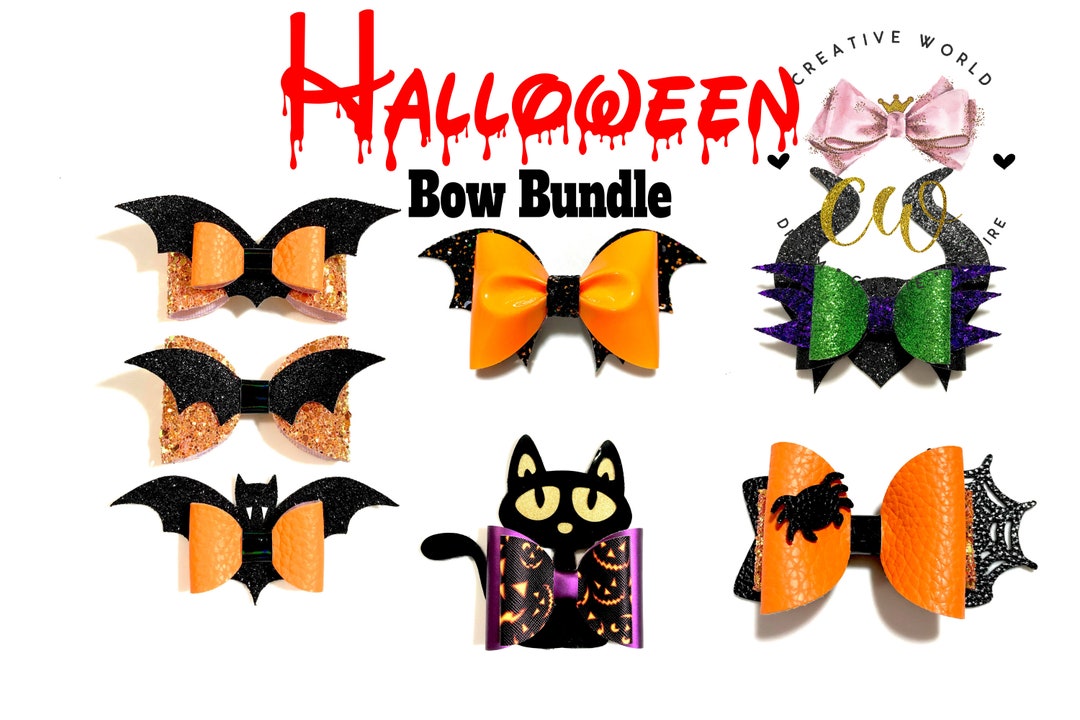 Bundle Halloween Hair Bow Digital Template Bat Hair Bow - Etsy