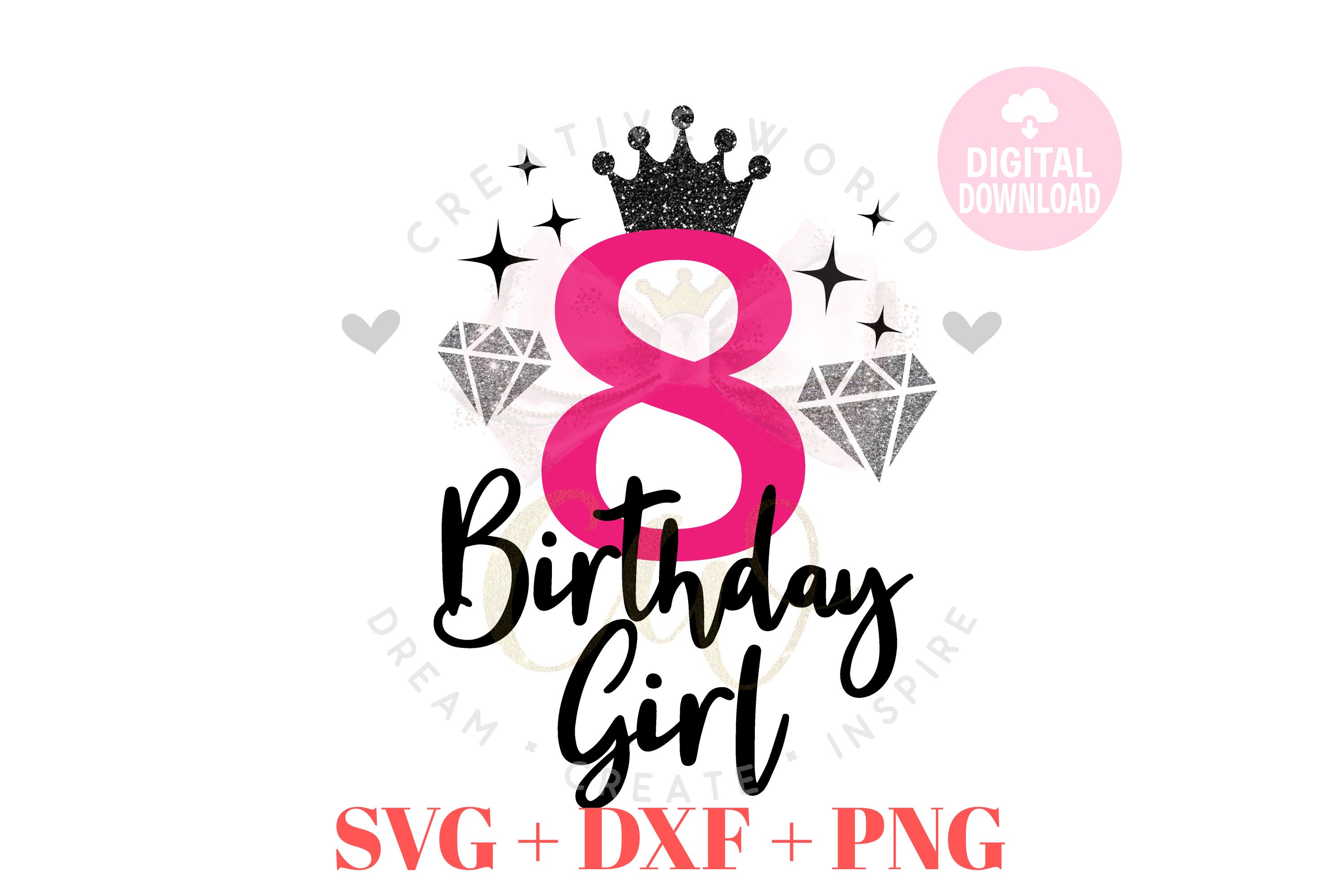 8. Geburtstag Mädchen 8. Geburtstag svg Bling Bling Fancy Etsy Österreich