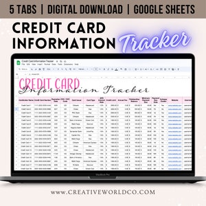 Suivi des informations de carte de crédit | Organisateur de finances personnelles | Suivi des cartes de crédit | Téléchargement instantané