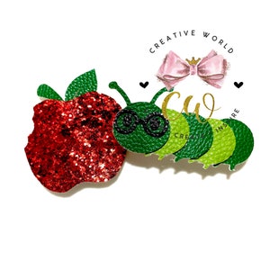 Set of 2 School Apple Caterpillar Snap Clip svg | Snap Clip Digital Template | Snap Clip | Alligator Clip| Cute snap clip | Instant Download
