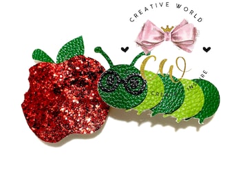 Set of 2 School Apple Caterpillar Snap Clip svg | Snap Clip Digital Template | Snap Clip | Alligator Clip| Cute snap clip | Instant Download