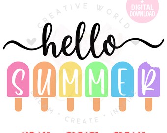 Hello Summer svg |  Summer svg | Svg | dxf | png | Instant Download