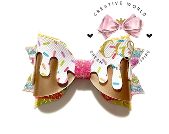 New Ice Cream Hair Bow Digital Template | Hair Bow Template | Hair Bow SVG | PDF | DXF | Instant Download | CWC142