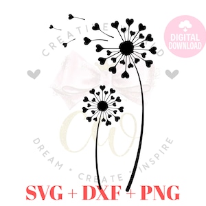 Löwenzahn svg | Löwenzahn Blume svg | Herz Löwenzahn svg | Herz Blume svg | Blumen svg | Sofort Download