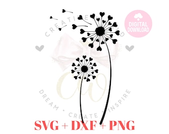 Löwenzahn svg | Löwenzahn Blume svg | Herz Löwenzahn svg | Herz Blume svg | Blumen svg | Sofort Download