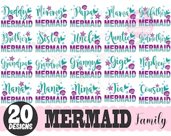 Big Bundle 20 Family Mermaid Birthday SVG | Bundle Mermaid Birthday svg l | Mermaid SVG | Mermaid Birthday SVG | Mermaid | Birthday svg