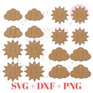 16 Templates ~ Sun and Cloud Hair Bow Display Template | Hair Bow Display Card SVG | Hair Bow Display Card | 3.5&quot; & 4&quot; | BDC028