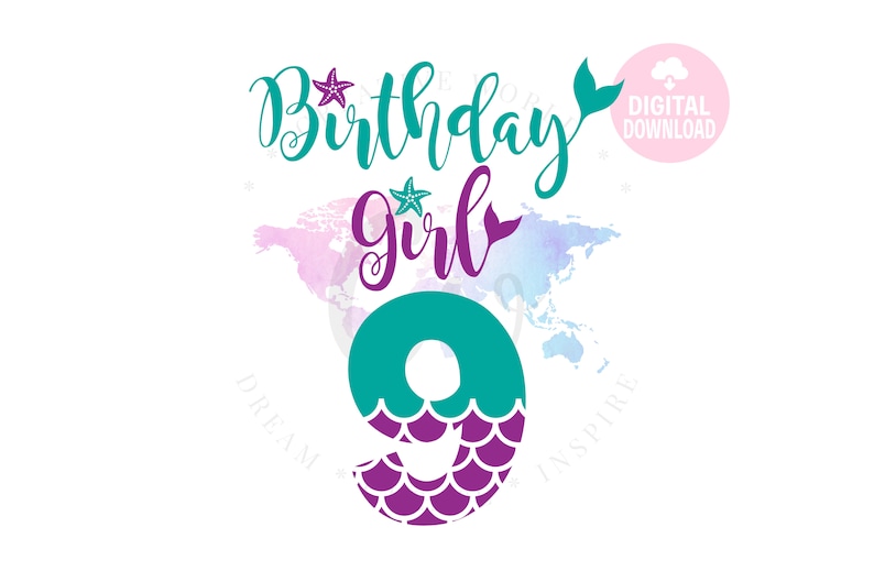 Download My 9th Birthday Mermaid SVG Mermaid SVG Mermaid Birthday ...