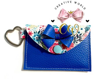Card Wallet with Bow Digital Template | Wallet Template | Small Card / Coin Wallet with Keychain Holder SVG | PDF | Instant Download | CW018