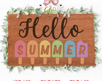 Hello Summer doormat svg | Hello svg | Doormat svg | Welcome svg | Front Door svg | Greeting svg | Home Decor svg |Summer| Instant Download