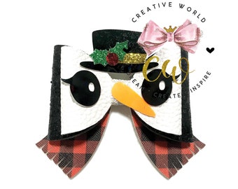 Snowman Hair Bow Digital Template | Winter Hair Bow Template | Hair Bow SVG | PDF | DXF | CWC165