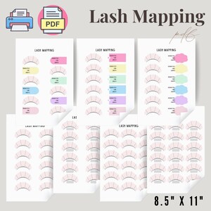 Wimpern zuordnen Vorlage | Druckbare PDF für Lash Artists | Wimpernverlängerungs-Anleitung | Lash Künstler-Werkzeug