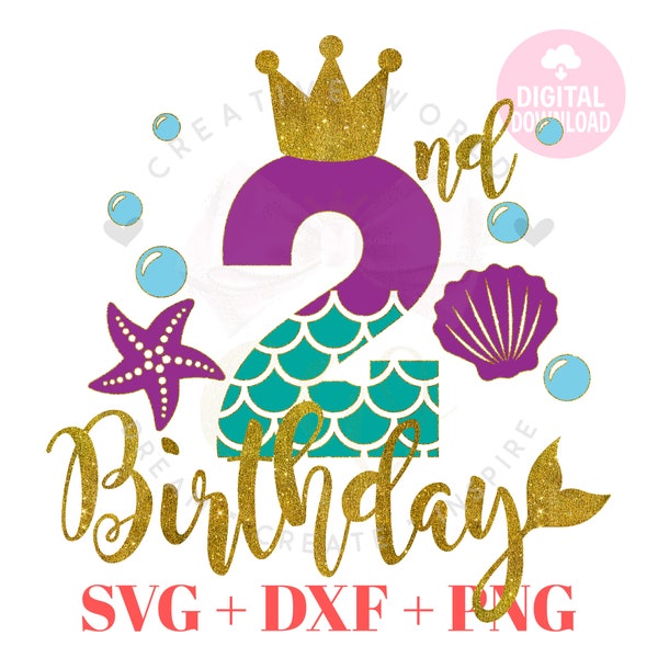 2nd Birthday Mermaid SVG | Mermaid SVG | Mermaid Birthday SVG | Mermaid | 2nd Birthday svg | Instant Download