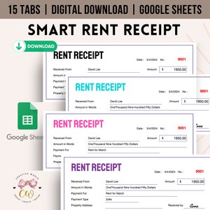 Effortless Smart Rent Receipt Generator - Customizable Smart Rent Receipt Template for Landlords and Property Managers Instant Download