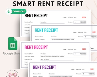Effortless Smart Rent Receipt Generator - Customizable Smart Rent Receipt Template for Landlords and Property Managers Instant Download