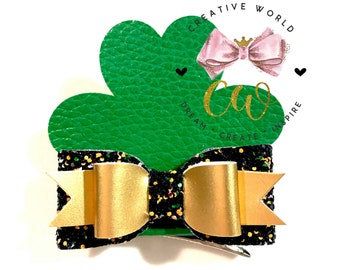 Shamrock Pigtail Hair Bow Digital Template | St Patricks Pigtail Hair Bow Template | Hair Bow SVG | Instant Download | Bow template | CWC132
