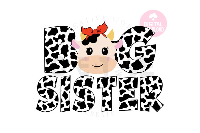 Download Cow Svg Big Sister Cow svg Big Sister Birthday Boy | Etsy