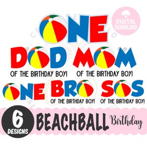Bundle of 6 ~ Beach Ball Birthday Boy svg | Beach ball birthday svg | 1st Birthday | beach birthday | Cake Topper svg | Instant Download