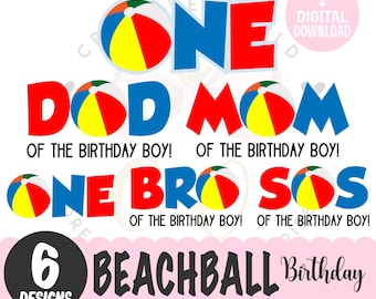 Bundle of 6 ~ Beach Ball Birthday Boy svg | Beach ball birthday svg | 1st Birthday | beach birthday | Cake Topper svg | Instant Download