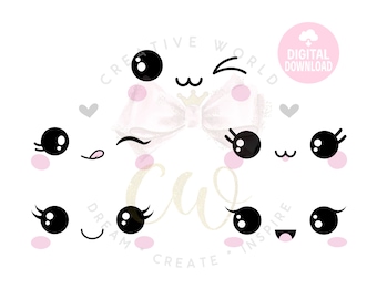 Cute Kawaii Face svg | Cute little Face svg | Cartoon Cute Face svg | Instant Download
