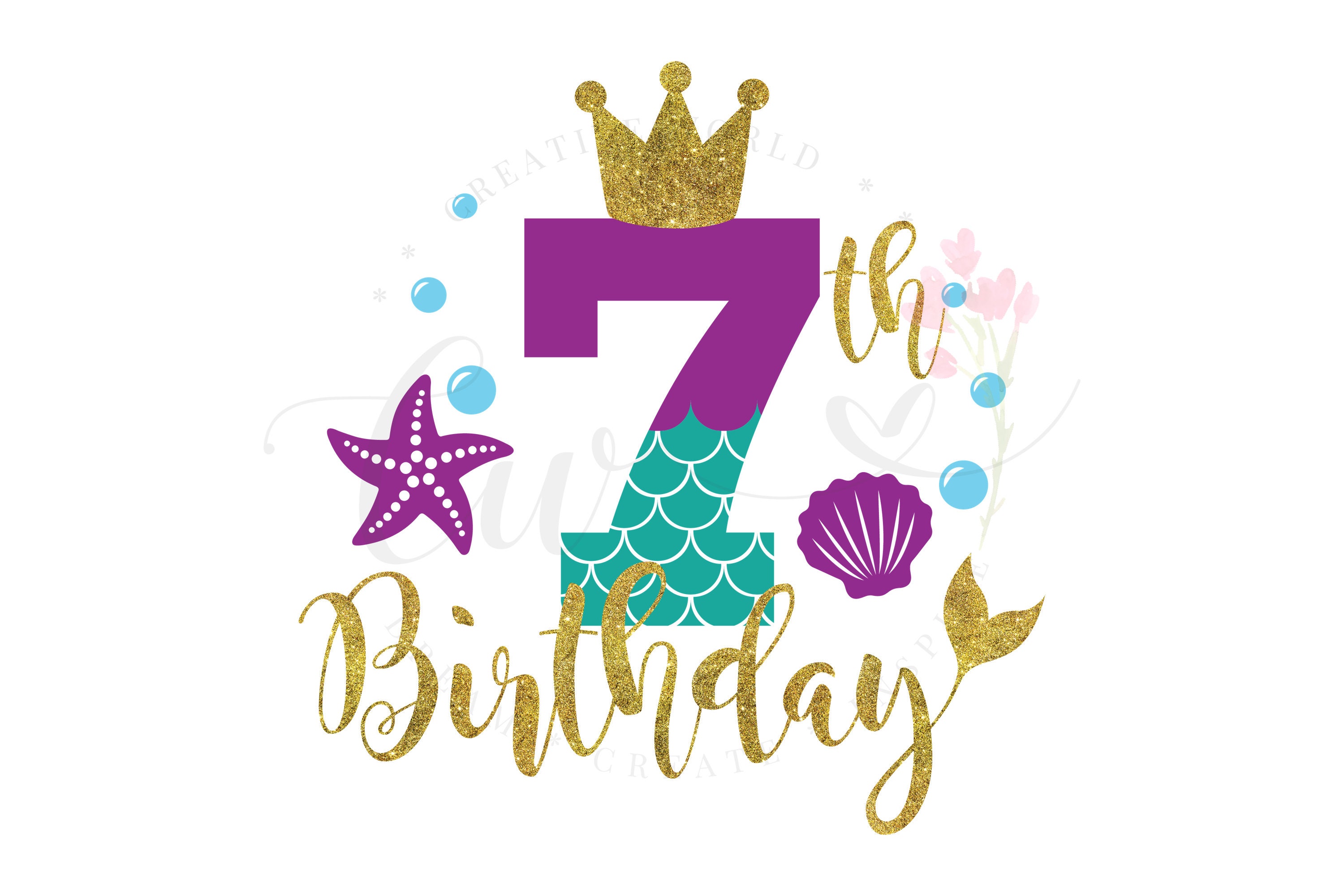 Download My 7th Birthday Mermaid SVG Mermaid SVG Mermaid Birthday ...