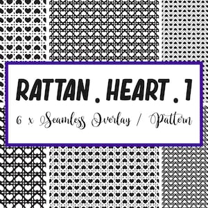 Rattan Heart Seamless Pattern SVG | Rattan Heart Seamless Overlay | 6 x Rattan Heart Pattern svg | Instant Download