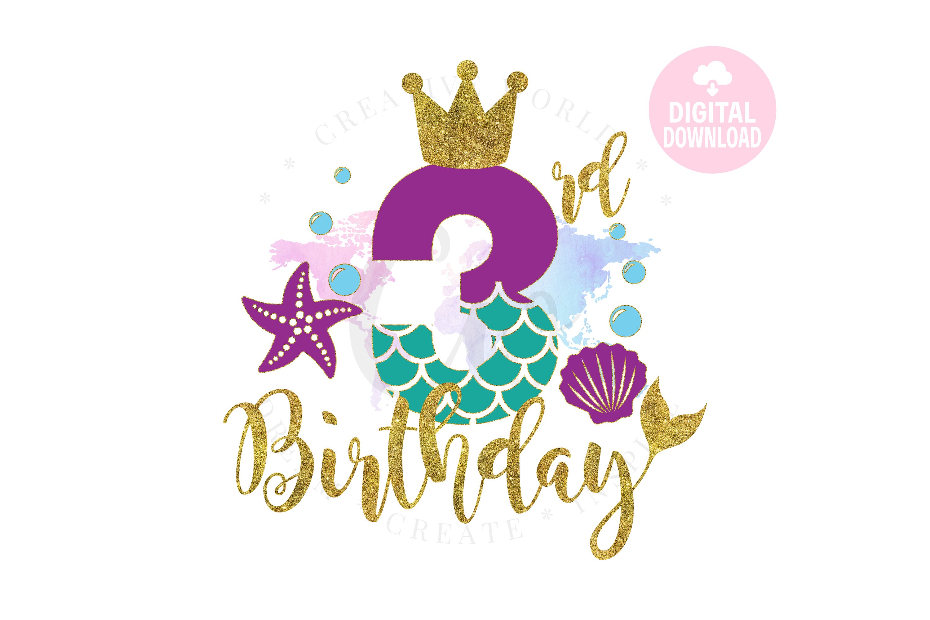 Download My 3rd Birthday Mermaid SVG Mermaid SVG Mermaid Birthday ...