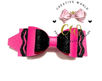 Crayon Hair Bow Digital Template | School Hair Bow Template | Hair Bow SVG | PDF | DXF | Instant Download | CWC144