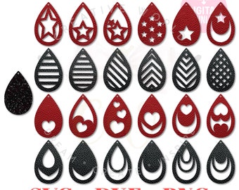 Teardrop Earrings svg | 50 Templates | Earrings svg | Leather Earrings svg | Earring Template | Laser Cut Files | Instant Download | ET001