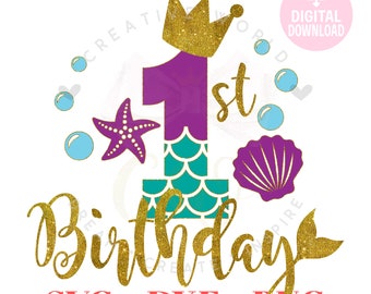 1st Birthday Mermaid SVG | Mermaid SVG | Mermaid Birthday SVG | Mermaid | First Birthday svg | Instant Download