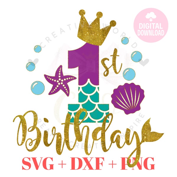 1st Birthday Mermaid SVG | Mermaid SVG | Mermaid Birthday SVG | Mermaid | First Birthday svg | Instant Download