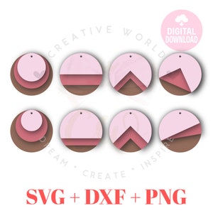 Round stacked earring svg | Circle earring svg | Leather Earrings svg | Earring Template | Laser Cut Files | 48 Templates | ET003