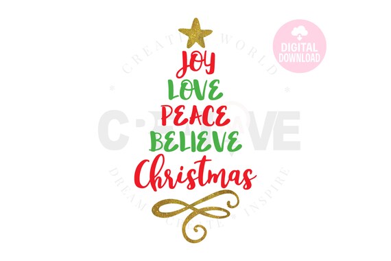 Download Joy Love Peace Believe Christmas svg Christmas Tree svg | Etsy