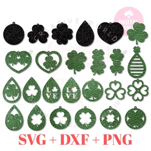 St Patrick&#39;s earring svg | Earring svg | Shamrock earring svg | Leather Earrings svg | Laser Cut Files | 50 Templates | ET006