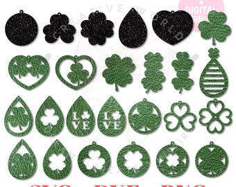St Patrick's earring svg | Earring svg | Shamrock earring svg | Leather Earrings svg | Laser Cut Files | 50 Templates | ET006