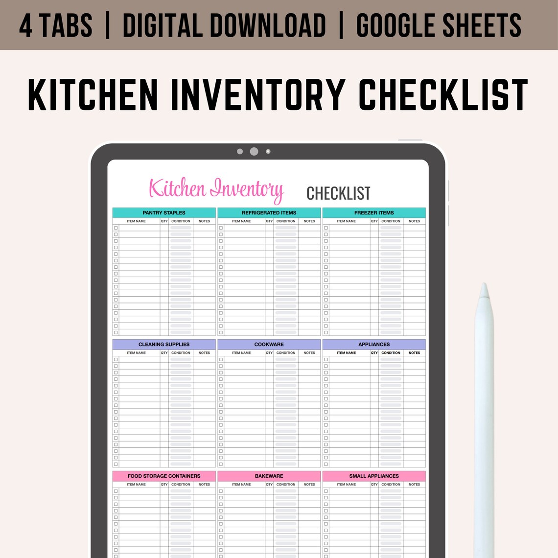 free kitchen supplies inventory list template to edit... Comprehensive Kitchen Inventory Checklist Spreadsheet | Google Sheets ...