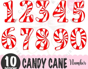 Candy Cane Number svg | Candy Cane Number | Christmas Numbers svg | Red and White svg | Candy Number 0-9 svg | Instant Download